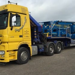 low loader truck with boom lift