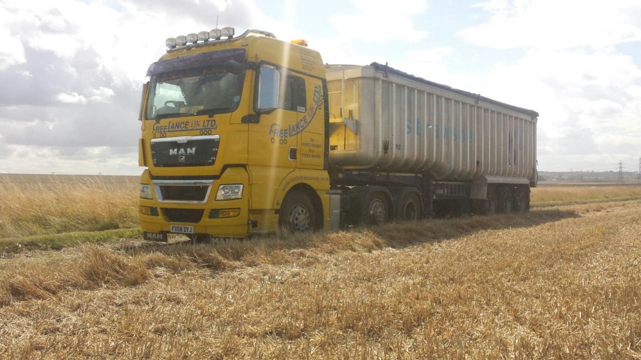 haulage truck in field