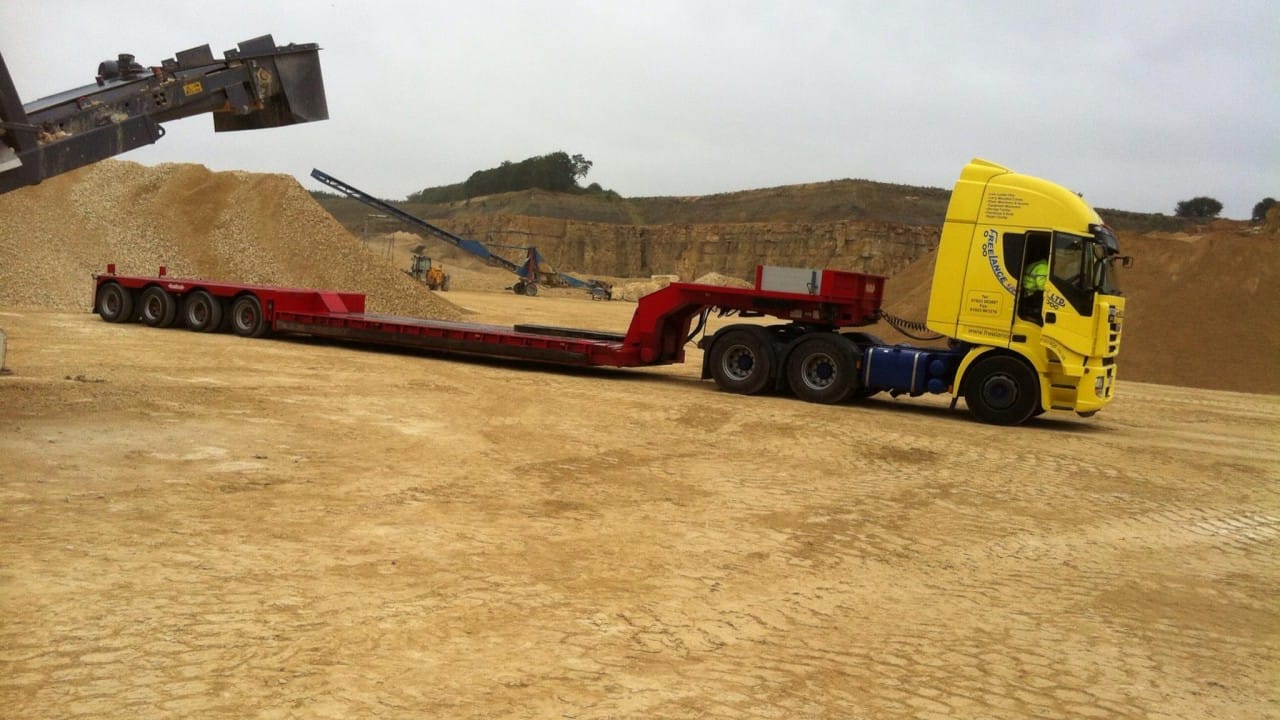 low loader truck onsite