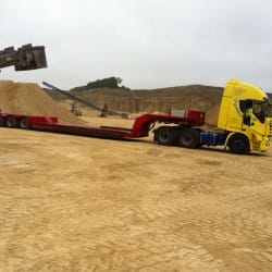 low loader truck onsite